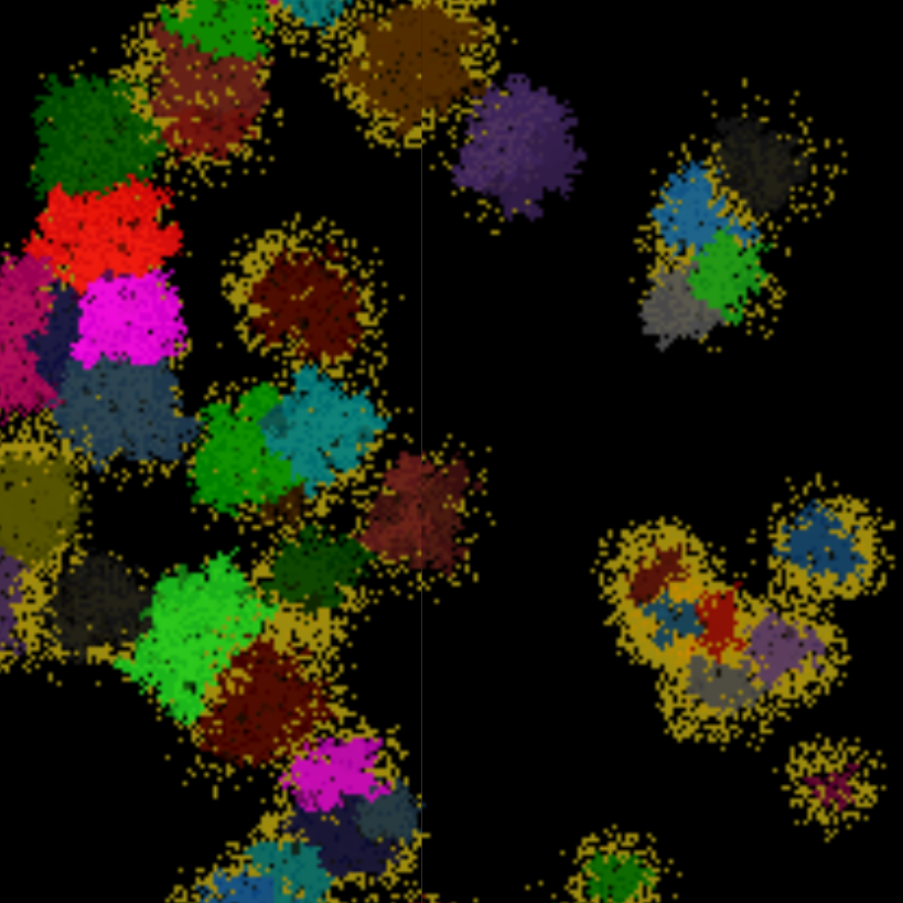 competing colonies of in silico Streptomyces